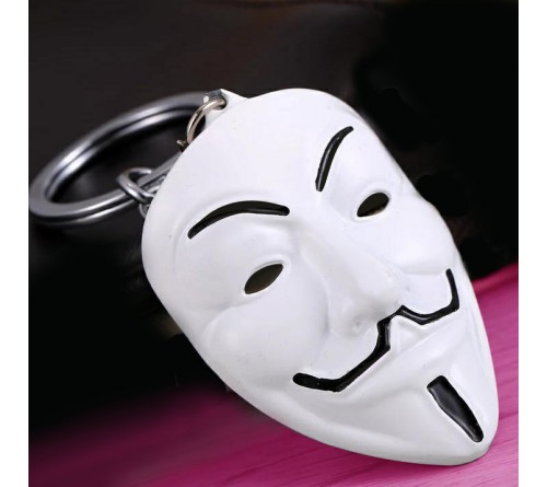 White Joker Face Metal Keychain